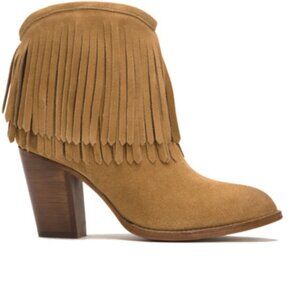 Frye Ilana Fringe Short Suede Bootie (Color: Sand) Size 9.5